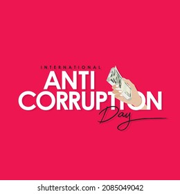 Conceptual Template Design for International Anti Corruption Day. Hand Holding Pack of Indian Currency. Editable Illustration.