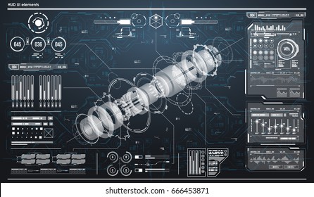 Conceptual template with HUD elements. Background with futuristic user interface. Design concept with Head-up Display elements.