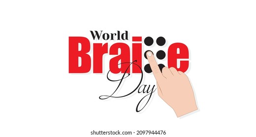 Conceptual Temple Design for World Braille Day. Editable Illustration of Forefinger Reading Braille Language.