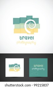 Conceptual travel photography icon such logo, vector design