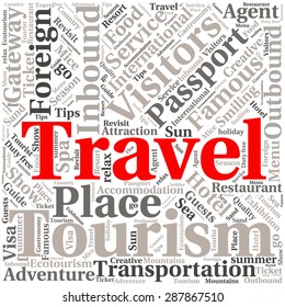  conceptual travel or tourism text word cloud tagcloud 