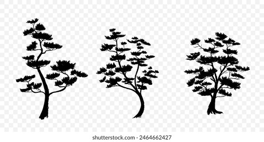 Conceptual tree background design. Black Chinese ink. Vector illustration.