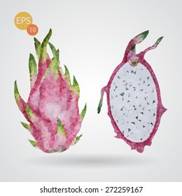 Conceptual trendy Poly Pitaya / Dragon Fruit isolated. Vector version