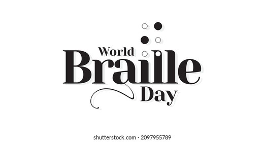 Conceptual Typography of World Braille Day. Calligraphic Template Design for World Braille Day. Editable Illustration.