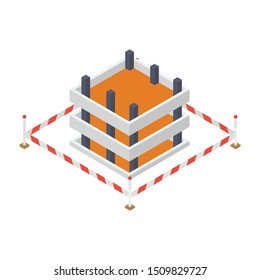 
Conceptual vector of building construction icon in isometric design.
