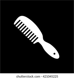 Conceptual vector cosmetic comb icon | modern flat design cosmetic and spa illustration and infographic concept white on black background
