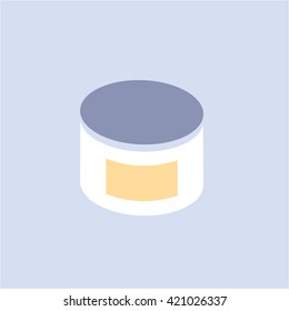 Conceptual vector cosmetic cream box icon | modern flat design cosmetic and spa illustration and infographic concept colorful on blue background
