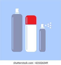 Conceptual vector cosmetic hair sprays icon set | modern flat design cosmetic and spa illustration and infographic concept  colorful on blue background