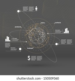 Conceptual vector Design template. HUD UI for business app. Futuristic user interface. Abstract virtual graphic touch user interface. UI hud infographic interface screen monitor set web elements.