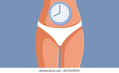 
Konzeptuelle Vektorgrafik über die biologische Uhr von Frauen. Veränderungen des weiblichen Zyklus während der Perimenopause
