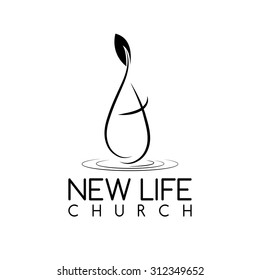 conceptual vector of the drop and leaf on a religious theme