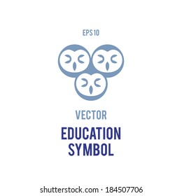 Conceptual vector graphic symbol of education - three owls