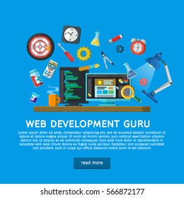 Conceptual vector icons for website and graphic design. Programming and coding. Website development, Web design. Modern flat design for Web Banner, Website Element. Vector illustration