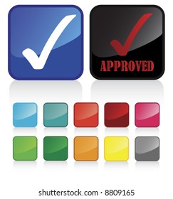 Conceptual vector illustration of approved button web2.0 - check my gallery for more. proposed colors