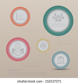 Conceptual vector illustration circle with business icon. can be used for template, workflow, layout, infographics, web, brochure, business card, option.