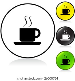 Conceptual vector illustration of coffee round button. proposed colors