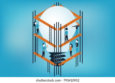Conceptual vector illustration for coworking and collaborating to an idea, start-up, business concept