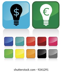 Conceptual vector illustration of electric light bulb with money integrated button web2.0 - check my gallery for more. proposed colors