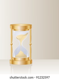 Conceptual Vector Illustration In Eps 10 Format Of A Traditional Brass Or Gold Hourglass Or Egg Timer Signifying The Sands Of  Time Running Out