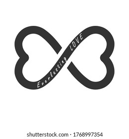 Conceptual vector illustration of everlasting love with an infinity sign in the form of a heart isolated on a white background