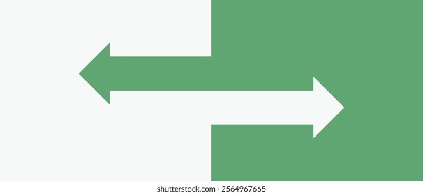 A conceptual vector illustration featuring two arrows, one green and one white, representing a choice or decision-making process. The design is flat and modern in style.