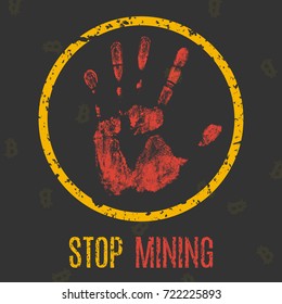 Conceptual vector illustration. Global problems of humanity. Stop mining.