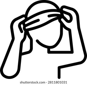 Conceptual vector illustration of a hand lifting a blindfold from eyes, representing revelation, truth, awareness, and finding clarity or vision.