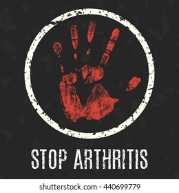 Conceptual vector illustration. Human diseases. Stop arthritis.