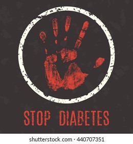 Conceptual vector illustration. Human diseases. Stop diabetes.