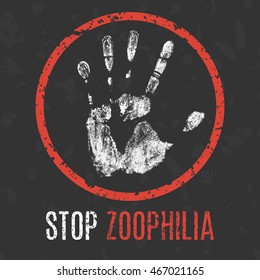 Conceptual vector illustration. Human diseases. Stop zoophilia.