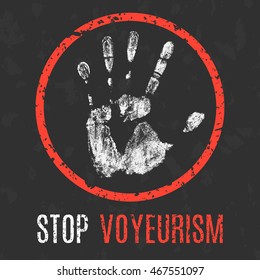 Conceptual vector illustration. Human diseases. Stop Voyeurism.
