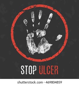Conceptual vector illustration. Human diseases. Stop ulcer.