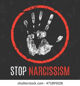 Conceptual vector illustration. Human diseases. Stop narcissism.