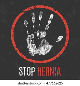 Conceptual vector illustration. Human diseases. Stop hernia.