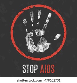 Conceptual vector illustration. Human diseases. Stop AIDS.