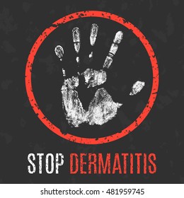 Conceptual vector illustration. Human diseases. Stop dermatitis.