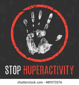 Conceptual vector illustration. Human diseases. Stop hyperactivity.