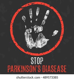 Conceptual vector illustration. Human diseases. Stop Parkinson's disease.