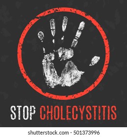 Conceptual vector illustration. Human diseases. Stop cholecystitis.