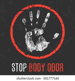 Conceptual vector illustration. Human diseases. Stop body odor.