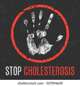 Conceptual vector illustration. Human diseases. Stop cholesterosis.