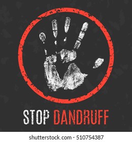 Conceptual vector illustration. Human diseases. Stop dandruff.