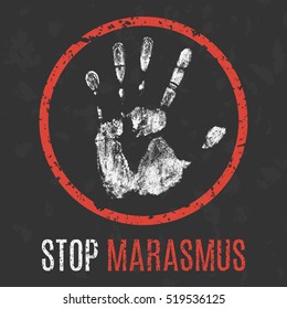 Conceptual vector illustration. Human diseases. Stop marasmus.