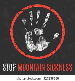 Conceptual vector illustration. Human diseases. Stop mountain sickness.