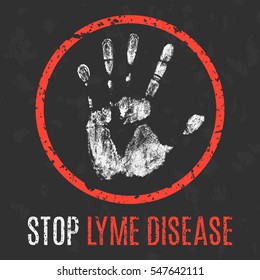 Conceptual vector illustration. Human diseases. Stop lyme disease.