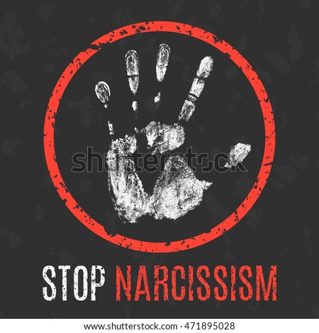 Conceptual vector illustration. Human diseases. Stop narcissism.