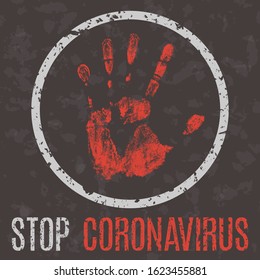 Conceptual vector illustration. Human sickness. Stop Coronavirus.