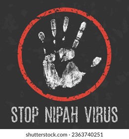 Conceptual vector illustration. Human sickness: Stop Nipah virus