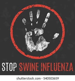 Conceptual vector illustration. Human sickness. Stop swine influenza.