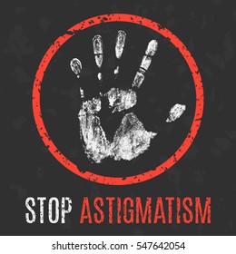 Conceptual vector illustration. Human sickness. Stop astigmatism.
